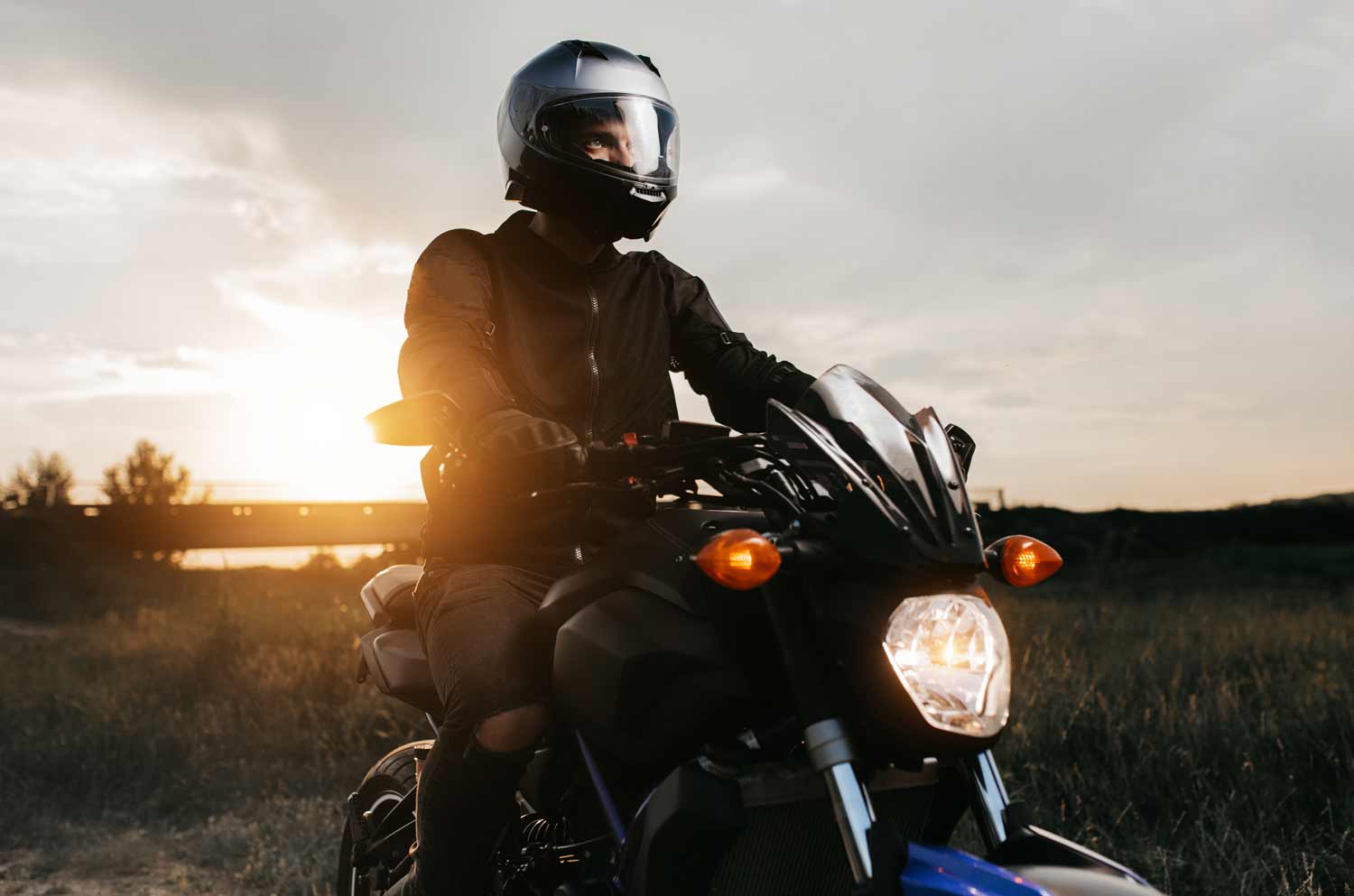 motorcyclist riding his bike 