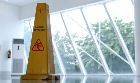 wet floor sign in an office building